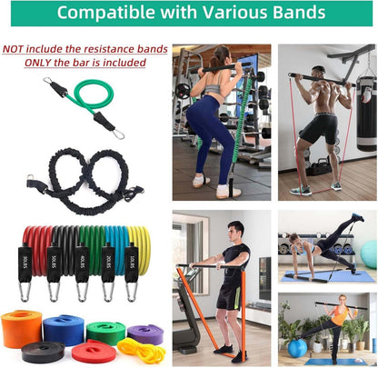 Topfinder Tragbare Pilates Bar Resistance Bands Stange Fitnessgeräte