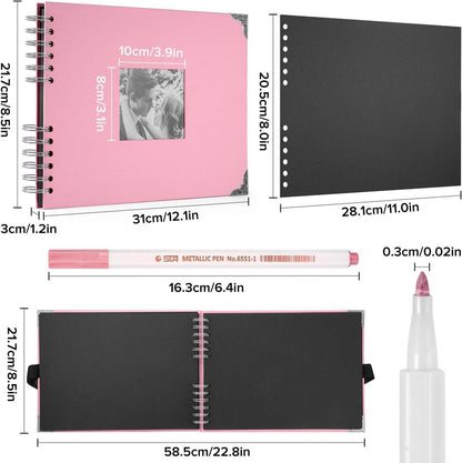 Schwarzes Fotoalbum zum Selbstgestalten mit 80 Seiten Scrapbook