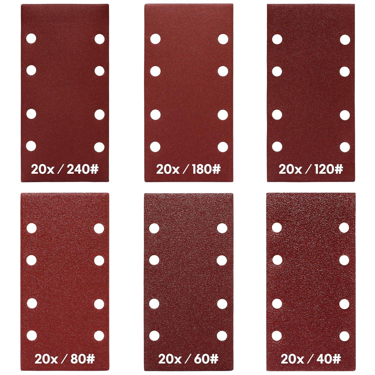 Schleifblätter 120-tlg. 93x185mm Körnungen 40-240 rechteckig