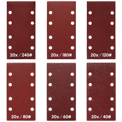 Schleifblätter 120-tlg. 93x185mm Körnungen 40-240 rechteckig