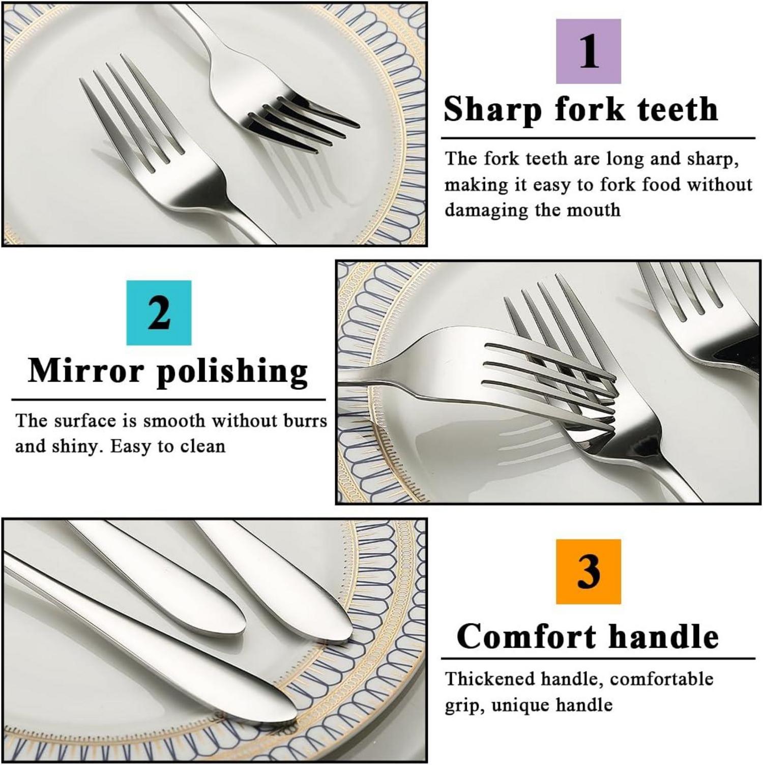 Tafelgabel Set 12 Stück Edelstahl 20.5cm Abendessen Zuhause Restaurant