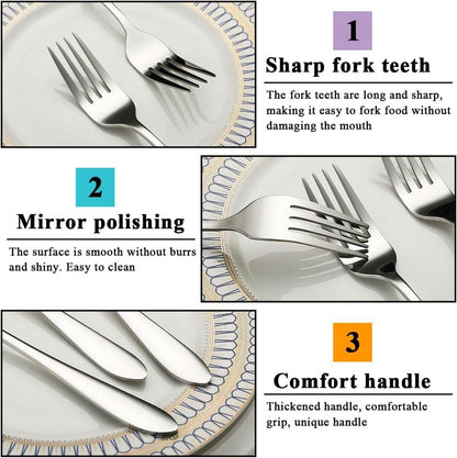 Tafelgabel Set 12 Stück Edelstahl 20.5cm Abendessen Zuhause Restaurant
