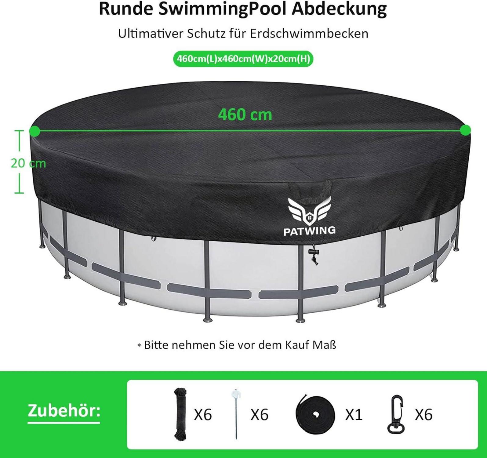Poolabdeckung rund 600D Oxford Hoher Dichte UV-Resistent Winter Sommer