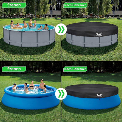 Poolabdeckung Rund 600D Oxford UV-Resistent für 390-460cm Pools