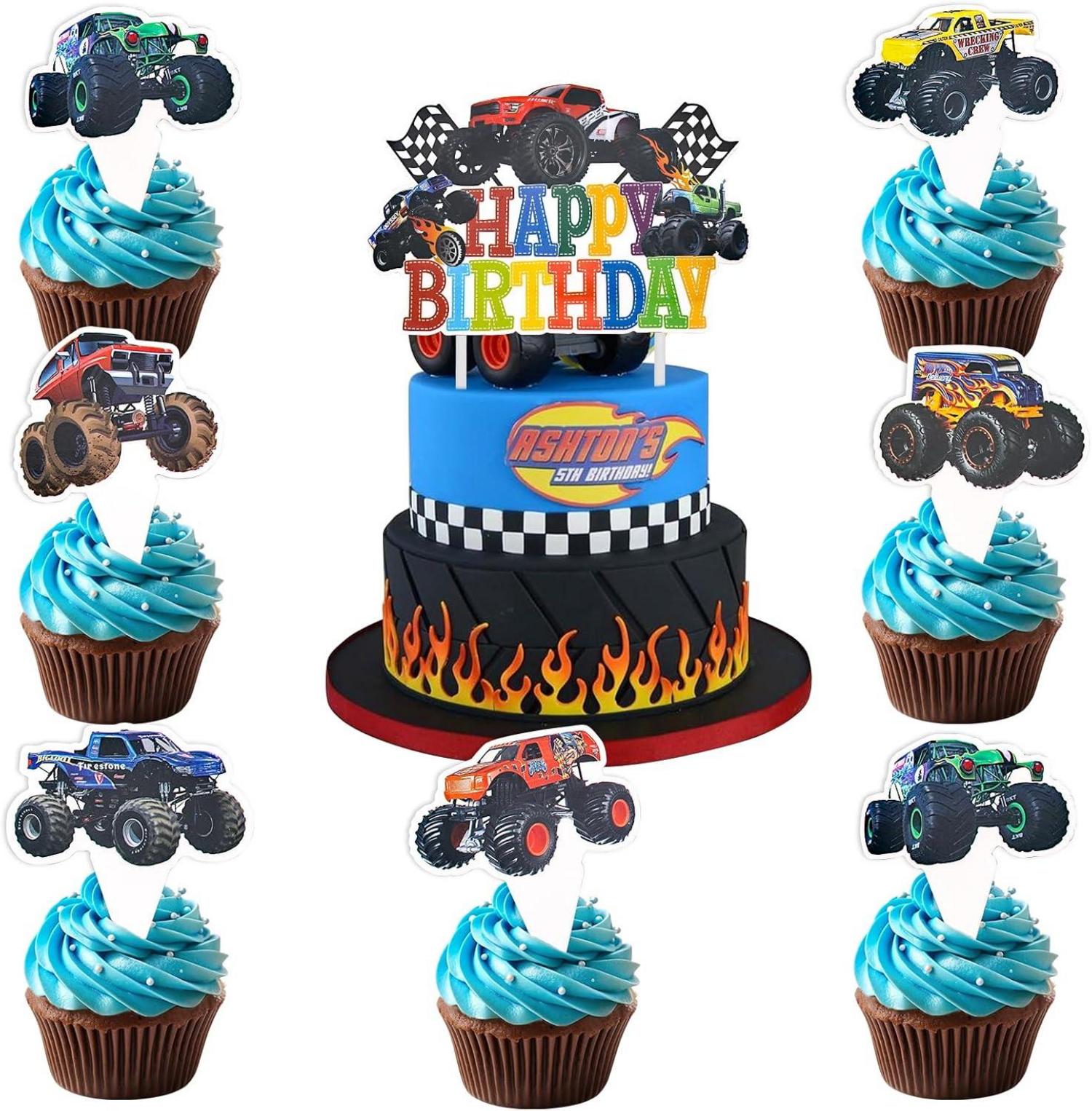 Monster Truck Kuchenaufsatz Set Geburtstag Deko 25-teilig