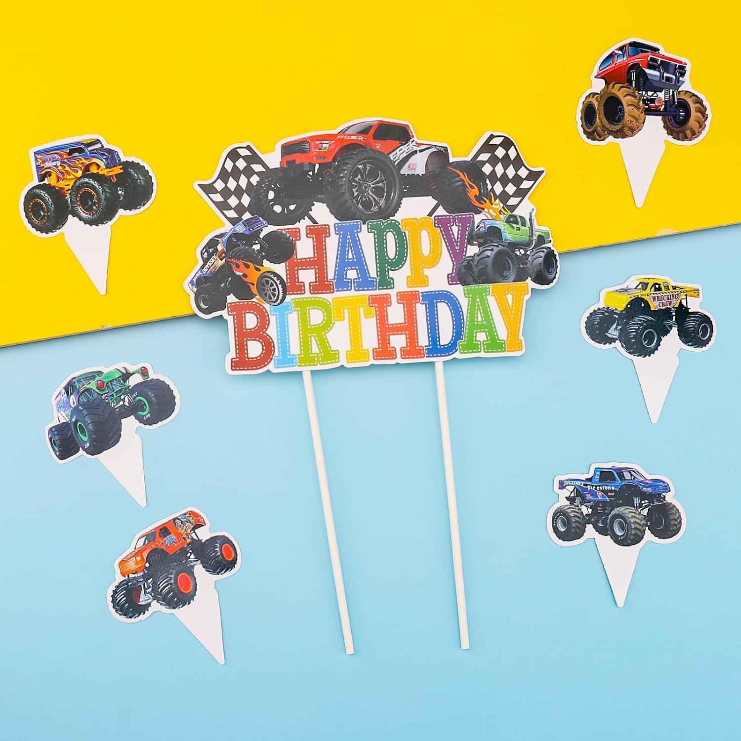 Monster Truck Kuchenaufsatz Set Geburtstag Deko 25-teilig