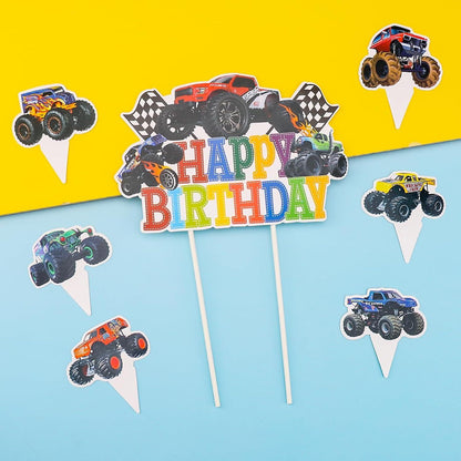 Monster Truck Kuchenaufsatz Set Geburtstag Deko 25-teilig