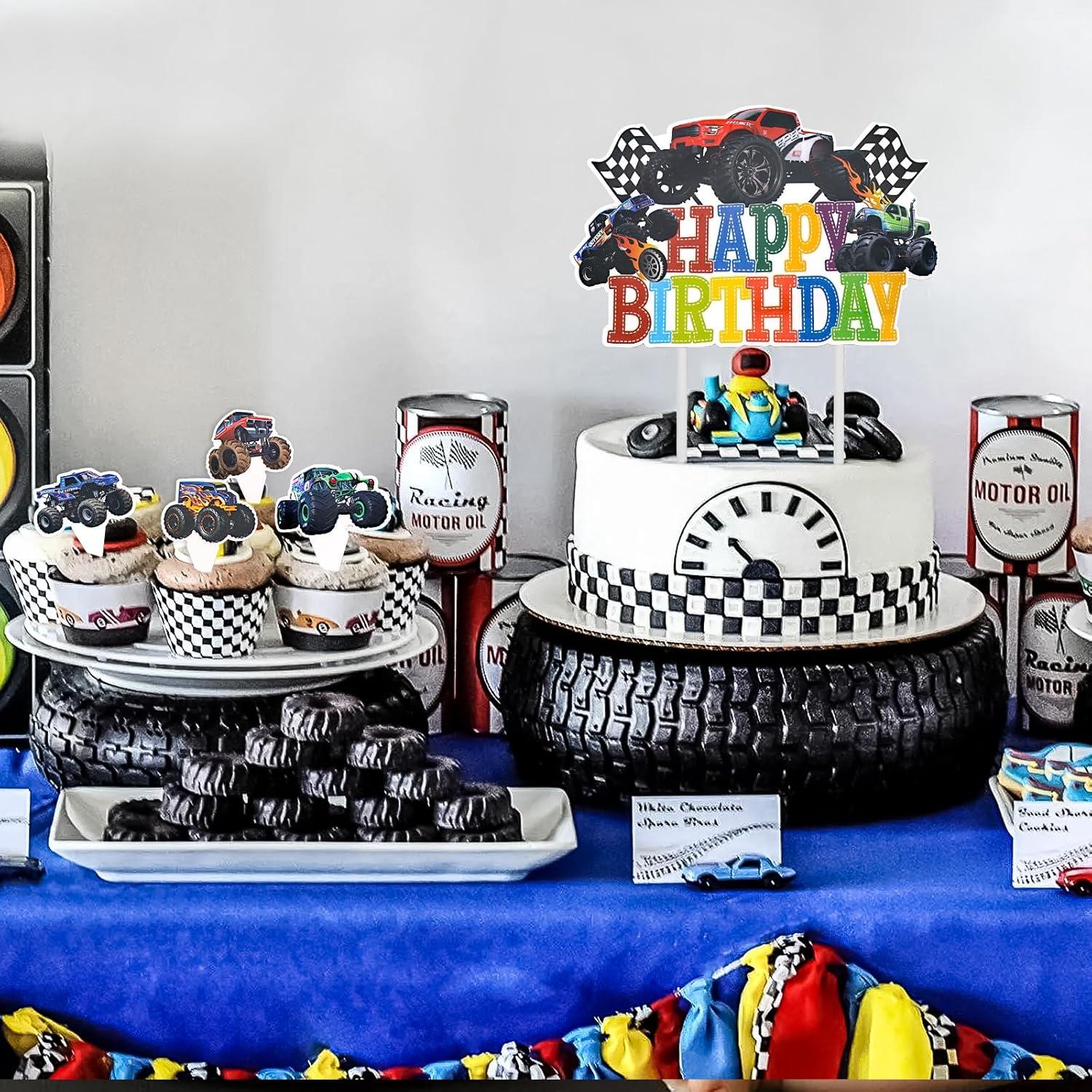 Monster Truck Cake Topper Set 25 Stück Kuchendeko Muffin Deko Kinder LKW Auto
