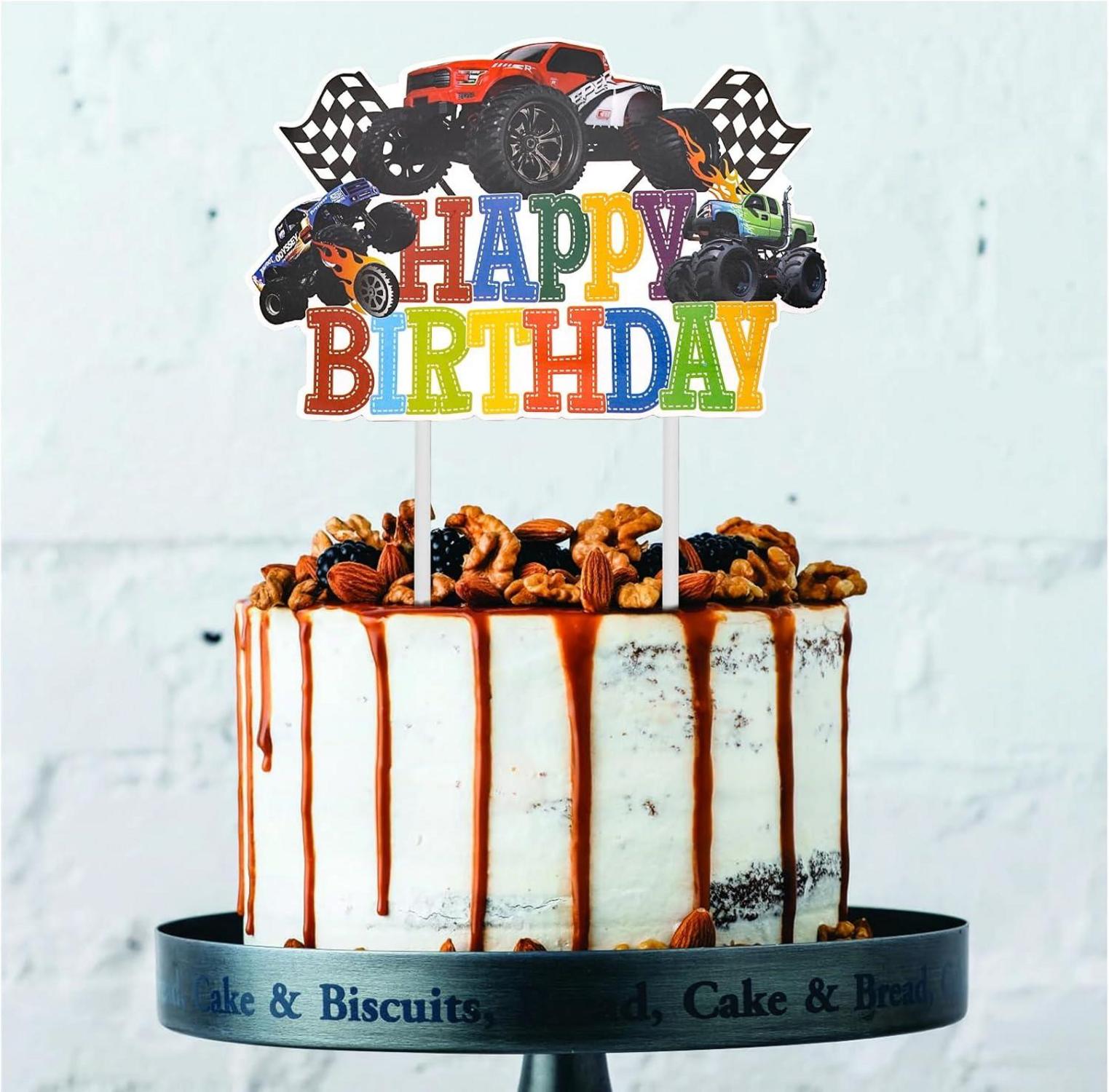 25 Stück Monster Truck Geburtstag Kuchen Deko Set für Kindergeburtstag