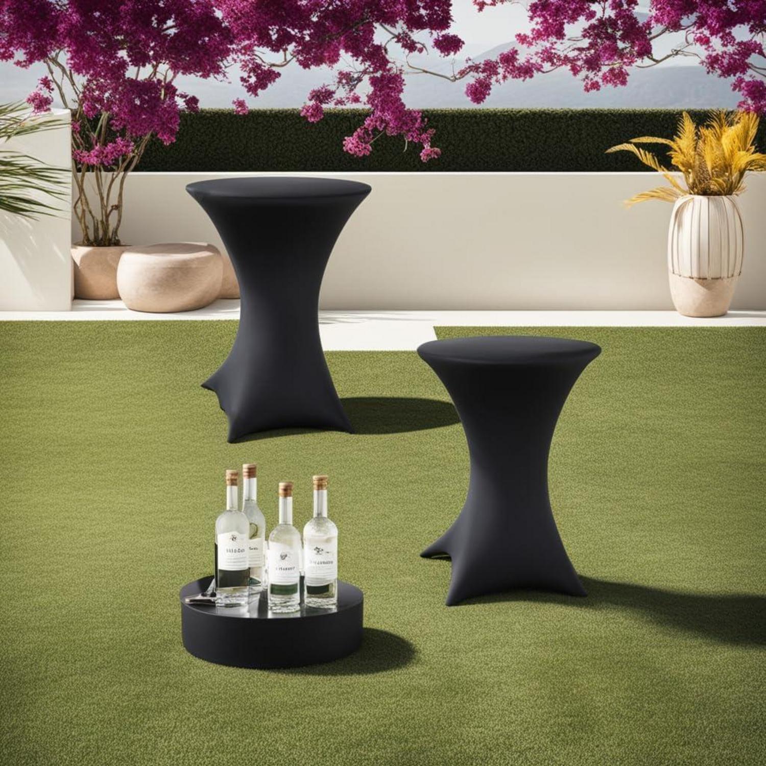 Stehtischhusse 2er Set Stretch Schwarz Ø80-85 x 110 cm, Bügelfrei