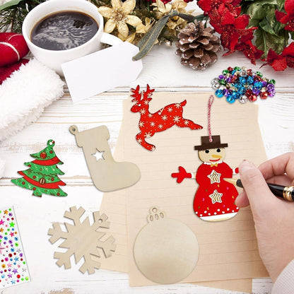 Holzanhänger Weihnachten 48er Bastelset zum Bemalen DIY Deko