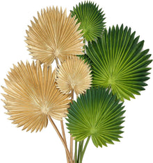 Tropische Palmenblätter Kunstpflanze 6er Set grün gold