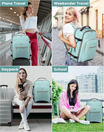 Handgepäck Rucksack 40L Reiserucksack Damen Laptop Wasserdicht Grün