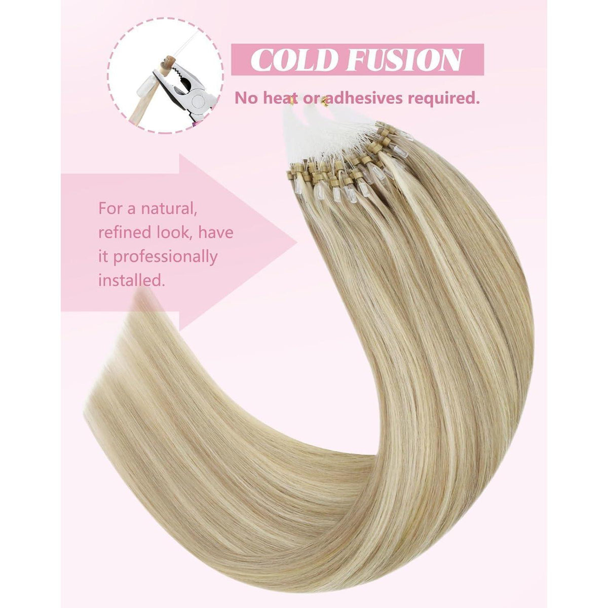 Blond Microring Haarverlängerung Echthaar 45cm – 50g