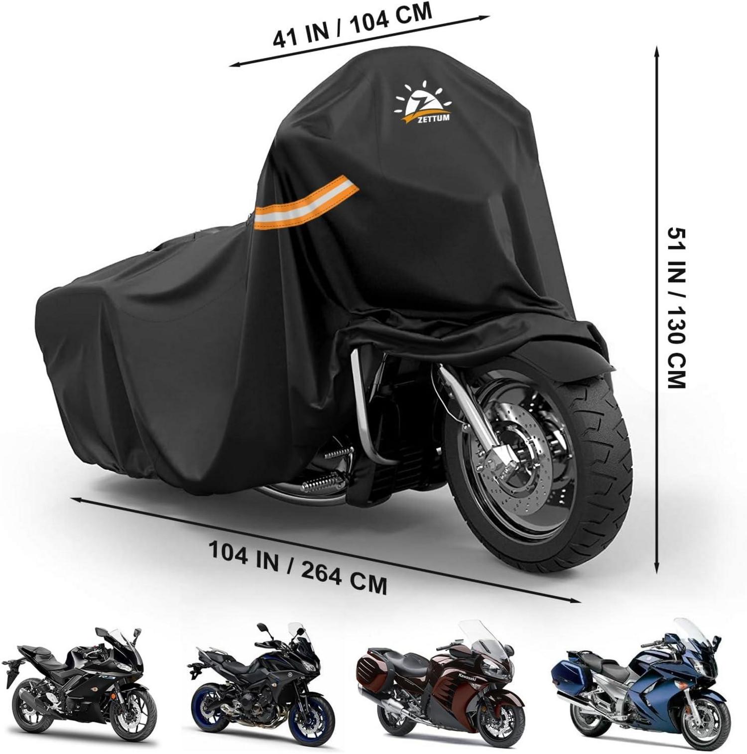 Zettum Motorrad Abdeckplane 600D Oxford PU Beschichtung Wasserdicht 264 cm
