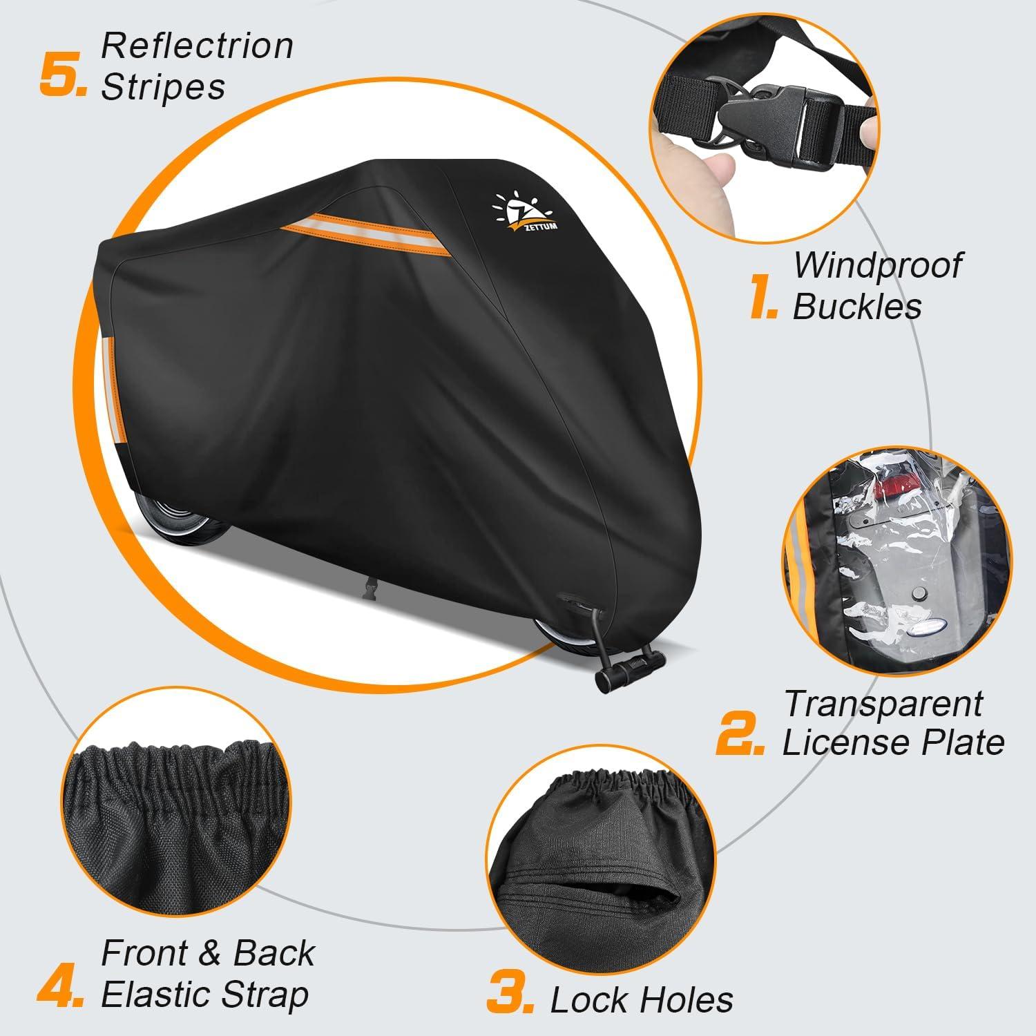 Motorradabdeckung 231 cm Oxford PU beschichtet wasserdicht UV-beständig