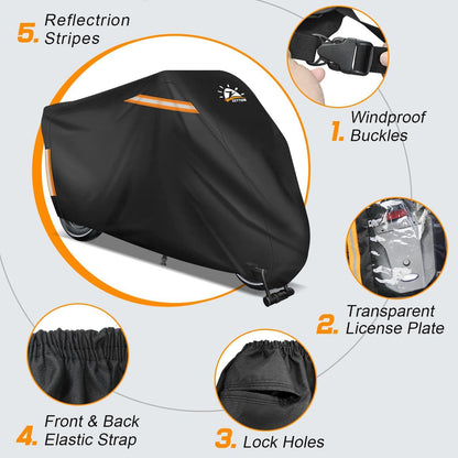 Motorradabdeckung 231 cm Oxford PU beschichtet wasserdicht UV-beständig