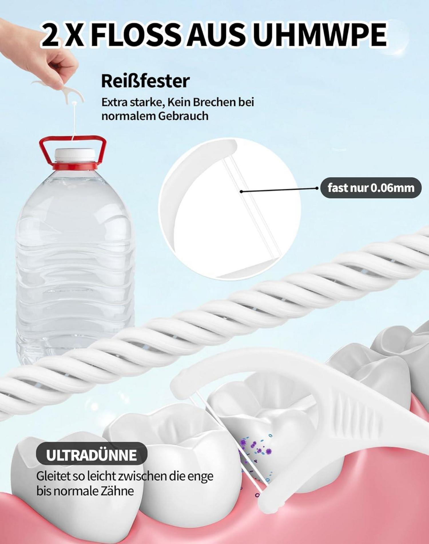 200er Zahnseide Sticks Dental Floss Picks 4X Effektive Zahnreinigung