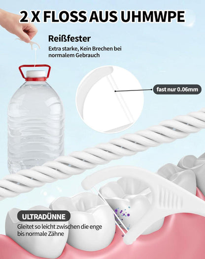 200er Zahnseide Sticks Dental Floss Picks 4X Effektive Zahnreinigung
