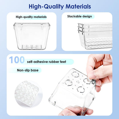 Schubladen Organizer 16 Stück Ordnungssystem Make Up Schminktisch Küche Bad Büro Transparent