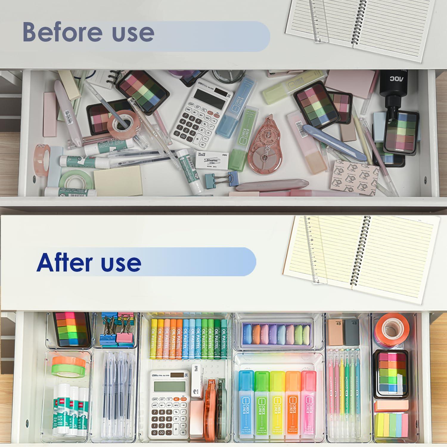 Schubladen Organizer Set HOOMOOZ 16-tlg. 5 Größen Make Up Schminktisch Büro