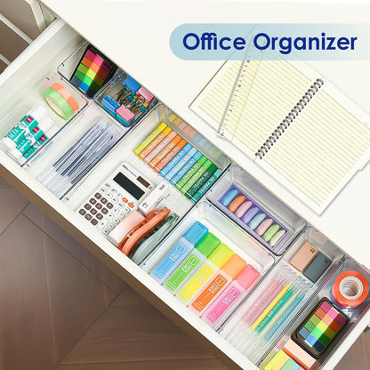 Schubladen Organizer 16 Stück Ordnungssystem Make Up Schminktisch Küche Bad Büro Transparent