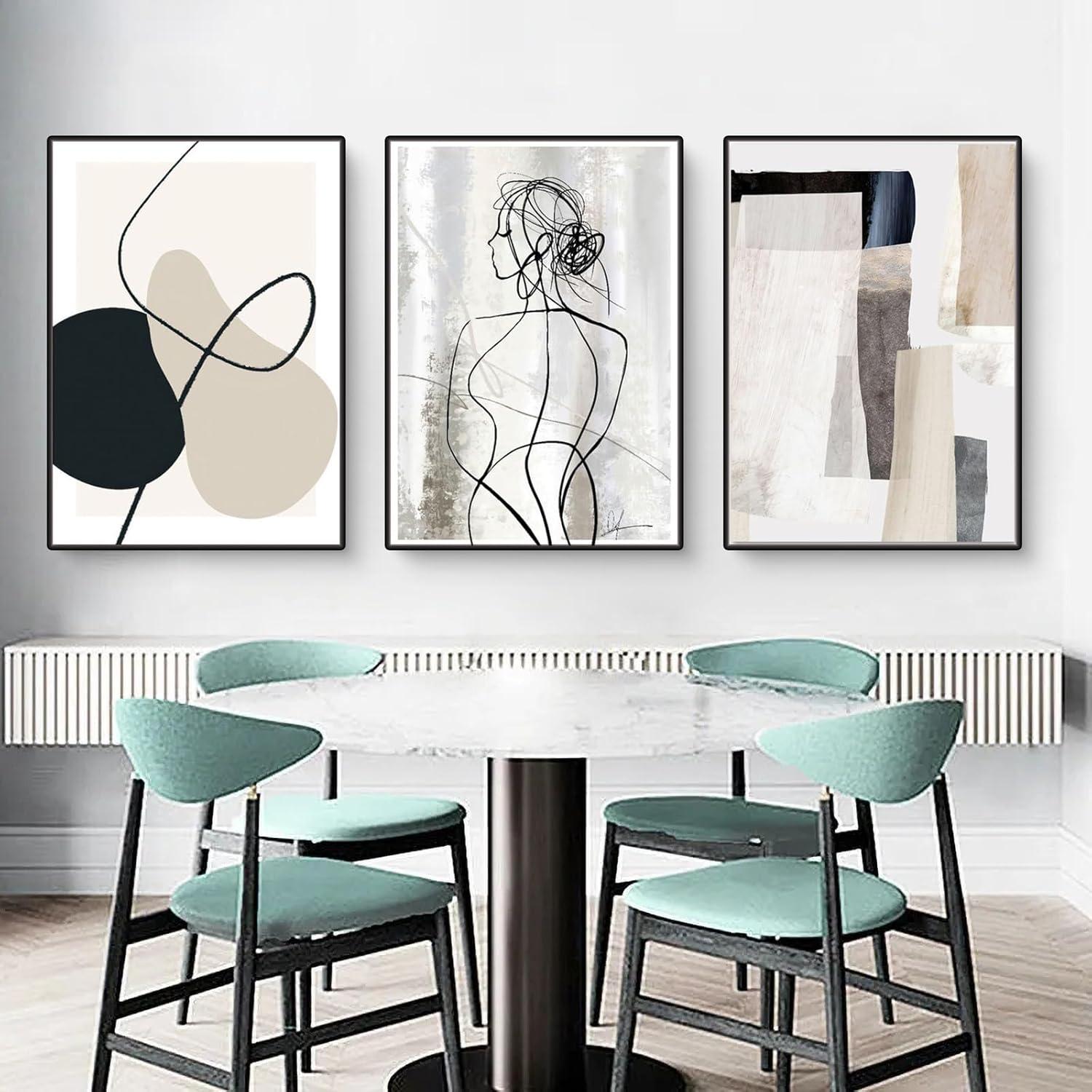 3er Set Abstrakte Line Geometrie Wandbilder Poster 50x70 cm Herfair