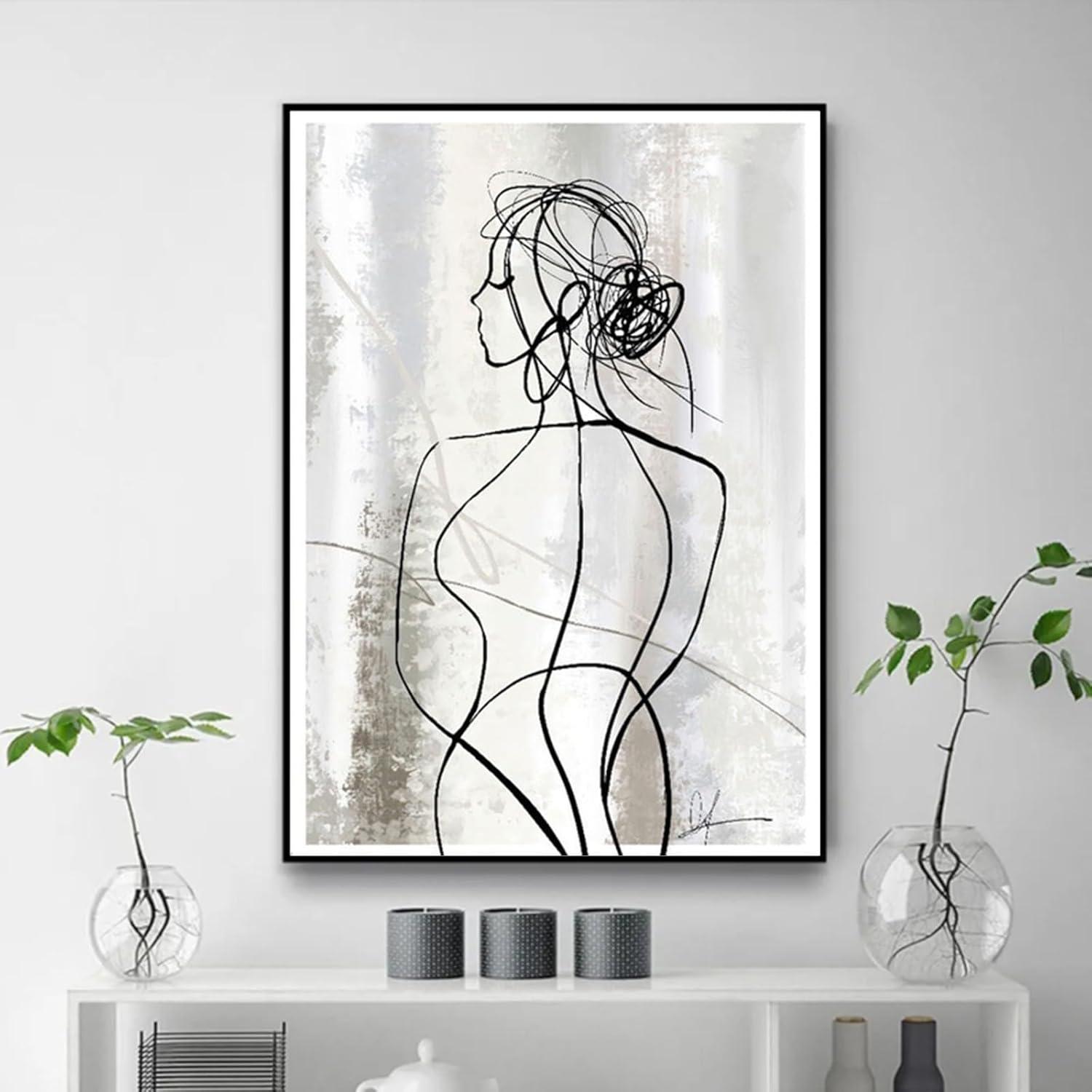 Herfair 3er Set Abstrakte Geometrie Poster Leinwand Wohnzimmer 50x70 cm