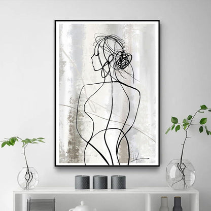 Herfair 3er Set Abstrakte Geometrie Poster Leinwand Wohnzimmer 50x70 cm