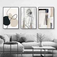Abstraktes Leinwandbild 3er Set 30x40 cm Geometrie Wandkunst