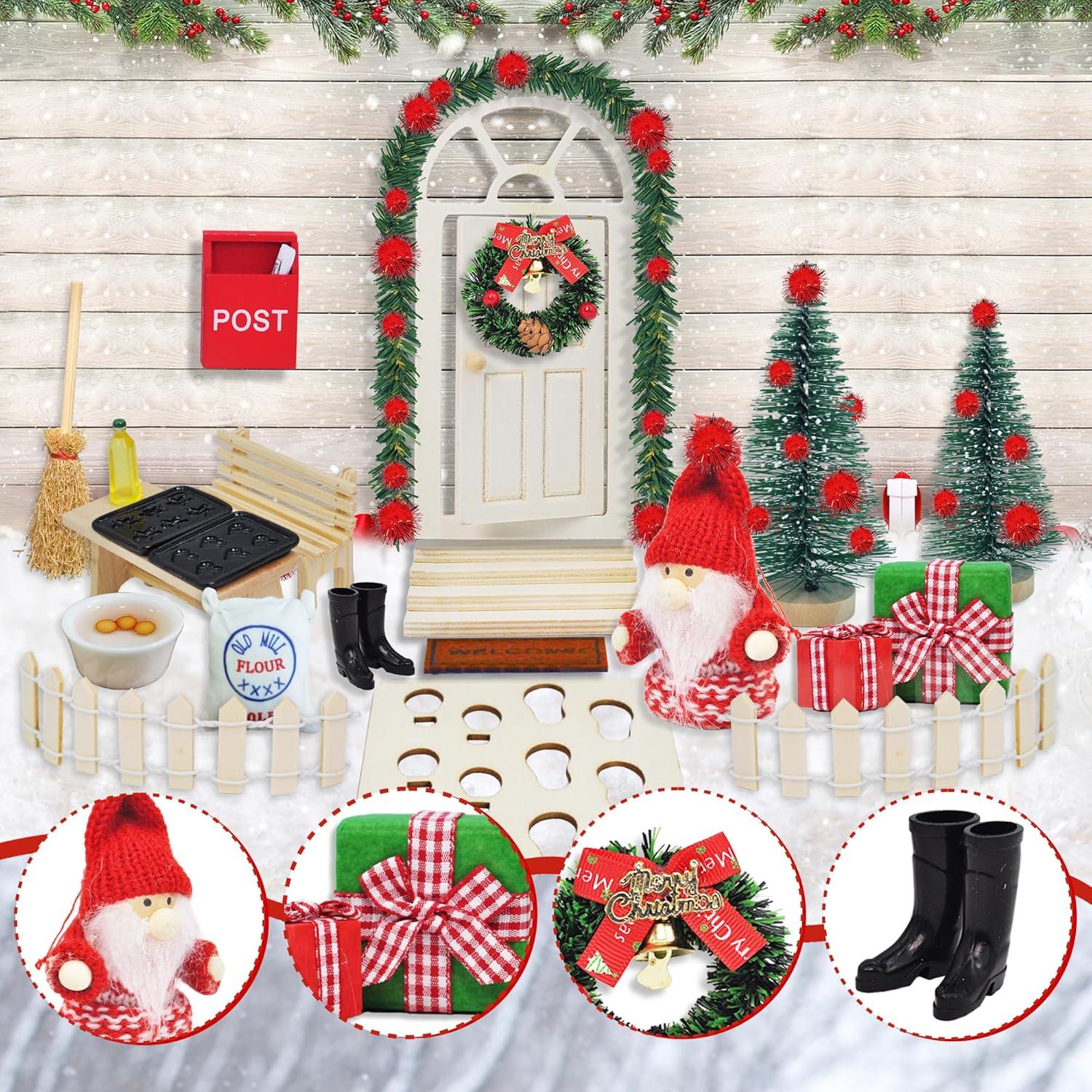 70-teiliges Miniatur Wichtel Zubehör Weihnachtsset Holz Weihnachtsdeko