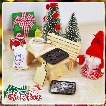 70-teiliges Miniatur Wichtel Weihnachtsset Holzdekoration Komplettset