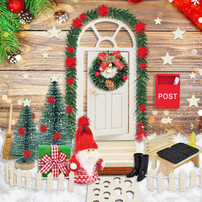 70-teiliges Miniatur Wichtel Weihnachtsset Holzdekoration Komplettset