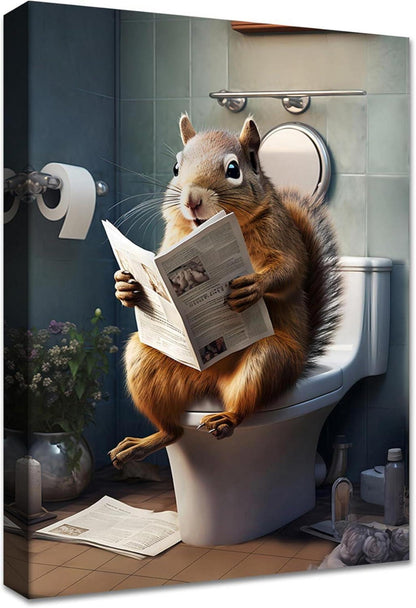 Eichhörnchen Leinwand Wandbild Rahmen Gelb Brau