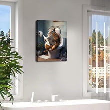 Leinwandbild Eichhörnchen auf der Toilette mit Rahmen