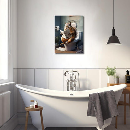 Leinwand Bild mit Rahmen Eichhörnchen auf der Toilette Wanddekoration 30x40cm