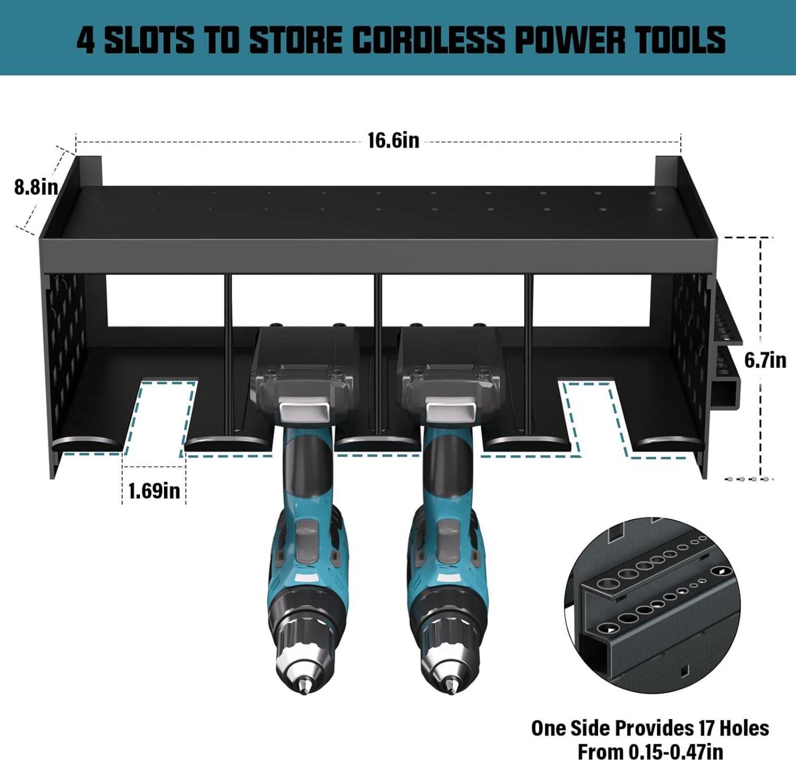 Werkzeugspeicher Aufbewahrung Wandhalterung Akku Bohrer Steckplätze
