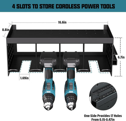 Werkzeugspeicher Aufbewahrung Wandhalterung Akku Bohrer Steckplätze