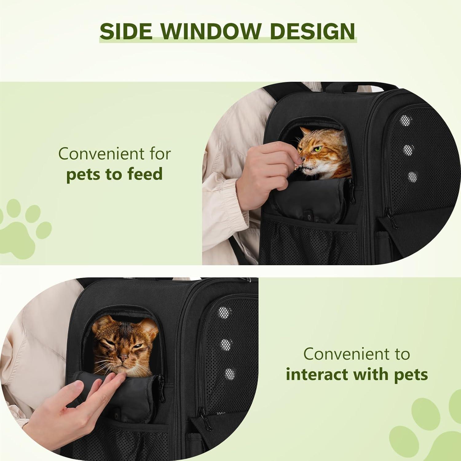 Pecute Haustier Rucksack 6kg Tragbar Faltbar Katze Hundetasche Oxford Schwarz