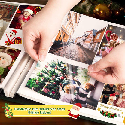 Weihnachten Fotoalbum Scrapbook Leinen Selbstklebend 33,5x32,5cm Rot