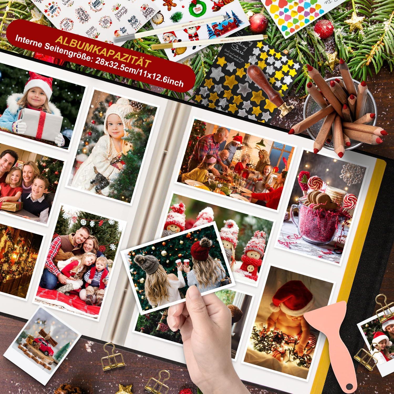 Weihnachten Fotoalbum Selbstklebend Scrapbook 33,5x32,5cm Rot
