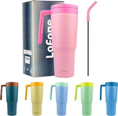 Thermobecher Edelstahl Trinkbecher Strohhalm Deckel-auto Büro Kaffee