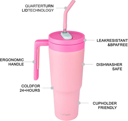 Thermobecher Edelstahl Trinkbecher Strohhalm Deckel-auto Büro Kaffee