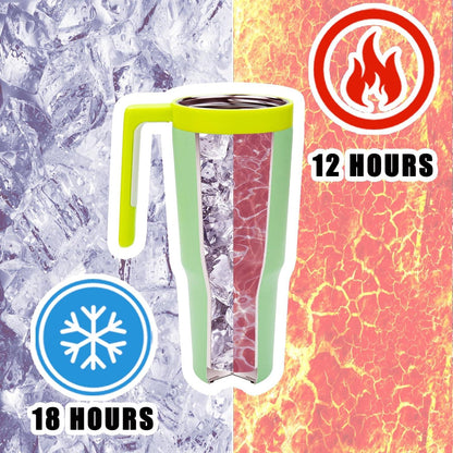 Thermobecher 1180 ml - 40 oz Edelstahl Kaffeebecher to Go mit Strohhalm, Henkel und Deckel