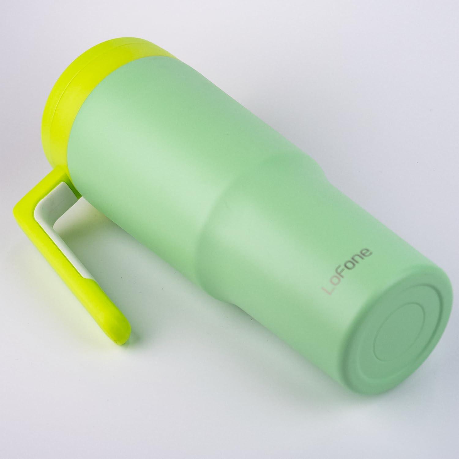 Thermobecher Edelstahl 1180ml Kaffeebecher Strohhalm Deckel Heiß Kalt