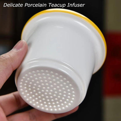Chinesische Kaninchen Teetasse mit Sieb und Deckel, 415ml Porzellan Teebecher