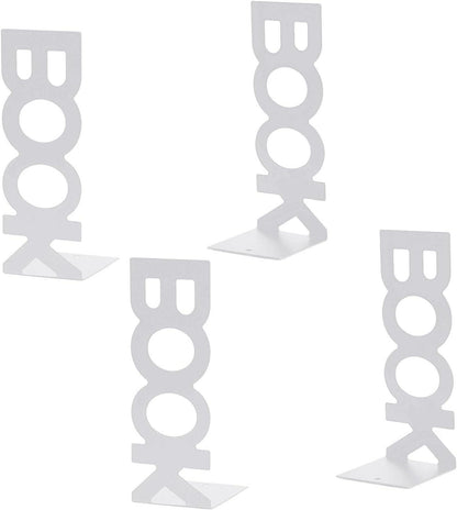 Metall Buchstütze 4er Set Weiß Buchhalter für Schreibtisch