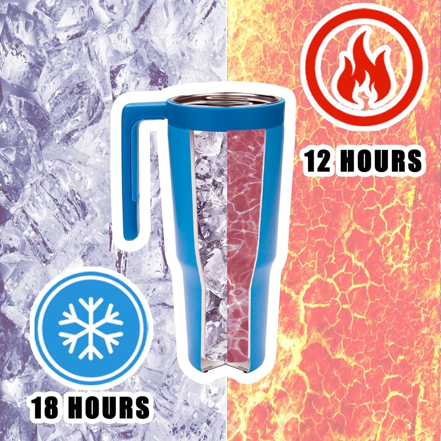 Thermobecher Edelstahl Kaffeebecher to Go 1180 ML mit Strohhalm Marineblau