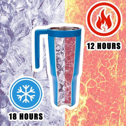 Thermobecher Edelstahl Kaffeebecher to Go 1180 ML mit Strohhalm Marineblau