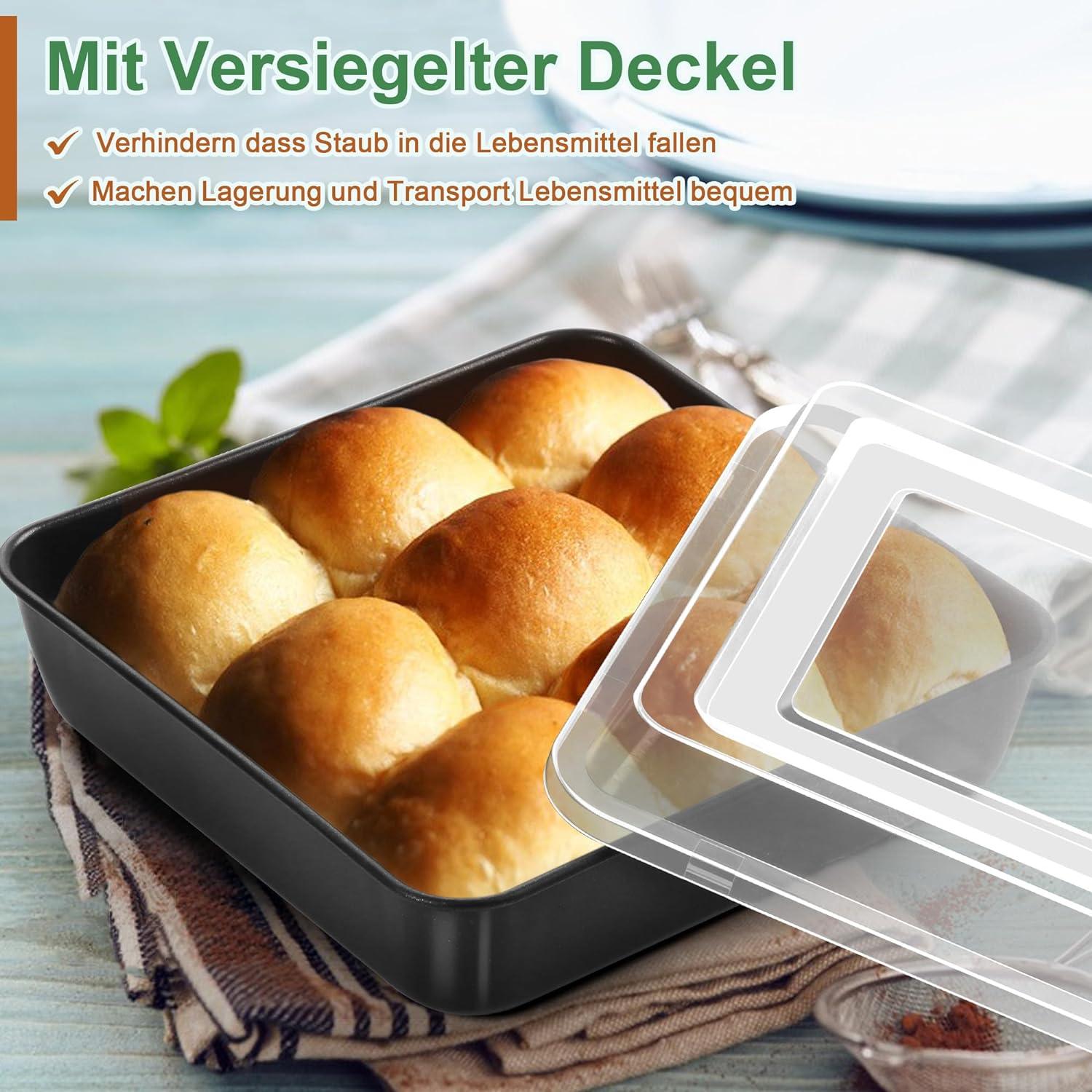 Quadratische Kuchenform 2er Set Edelstahl Antihaft mit Deckel
